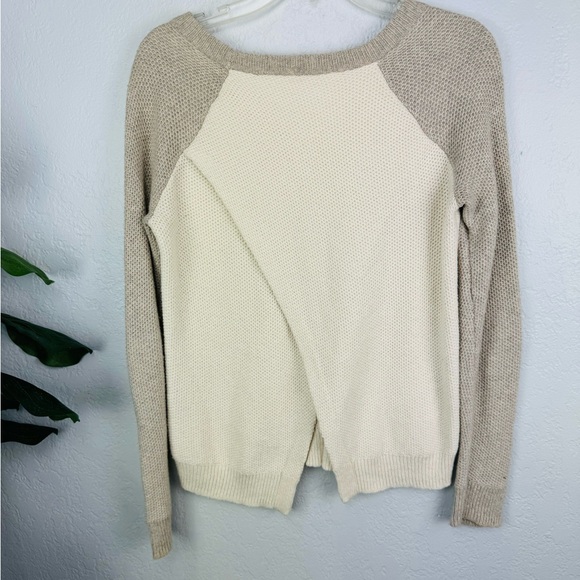 Madewell Province Cross Back Pullover Waffle Knit raglan Sweater in Colorblock - Picture 4 of 7